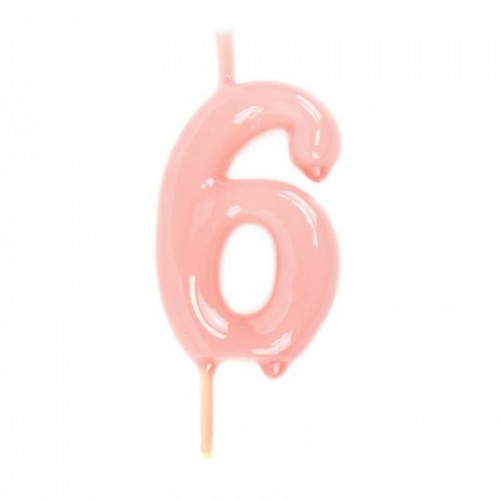 Vela Número 6 Rosa Claro